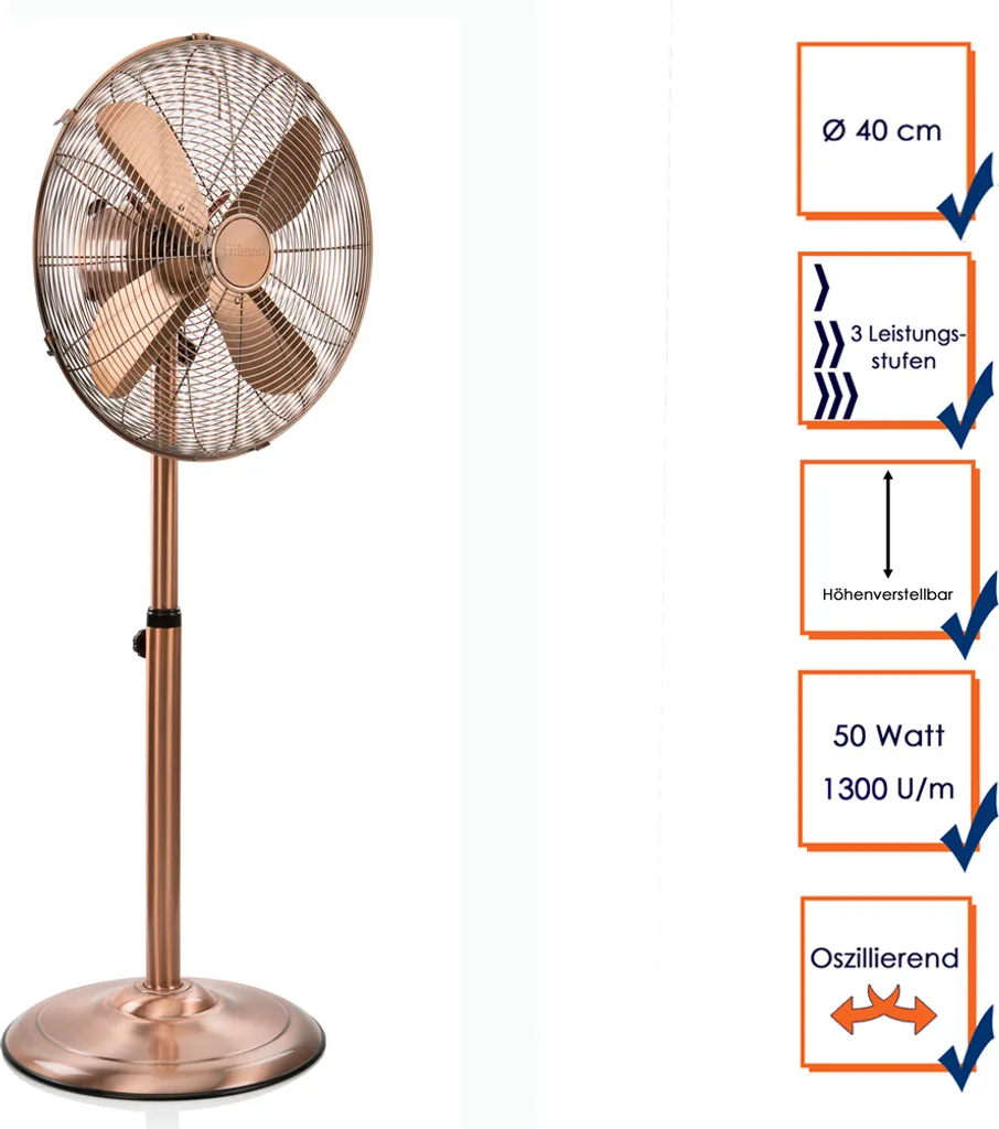 Tristar Retro Standventilator VE-5971 50 W 40 Cm Kupferfarben - Image 8
