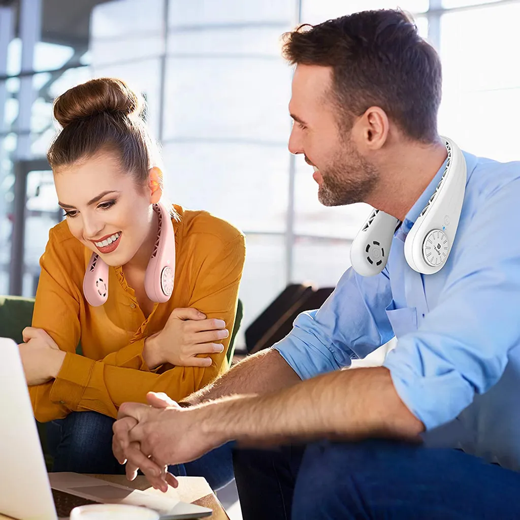 Tragbarer Halsventilator Klimaanlage, 360° Bladeless Kühlventilator Tragbar Nacken Klimaanlage Mit Kühlung Chip & LCD-Schirm, Wiederaufladbarer USB-Sportventilator Für Büro Turnhalle Strand - Image 7