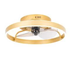 QAZQA - Modern Deckenventilator Mit Beleuchtung Messing Inkl. LED Mit Fernbedienung - Maddy Dimmer I Dimmbar I Wohnzimmer I Schlafzimmer - Stahl Rund - I (nicht Austauschbare) LED